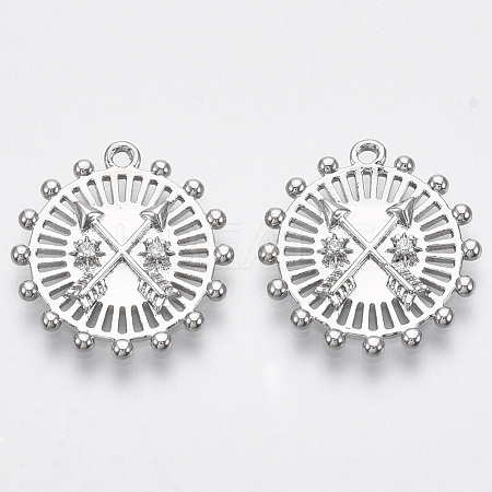Brass Micro Pave Cubic Zirconia Pendants KK-R130-002-NF-1