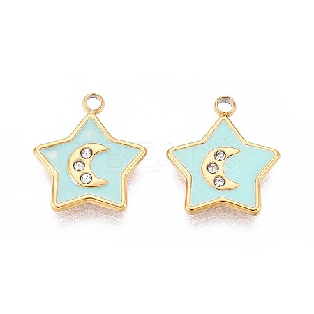 Ion Plating(IP) 304 Stainless Steel Rhinestone Charms STAS-N109-244G-1