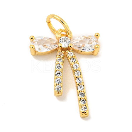 Rack Plating Brass Micro Pave Clear Cubic Zirconia Pendants KK-B093-01C-G-1