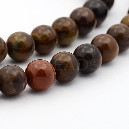 Natural Chinese Writing Stone Round Bead Strands G-J302-13-3mm-1