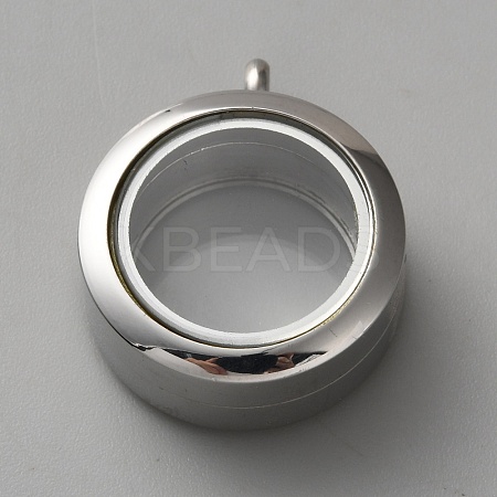 304 Stainless Steel Locket Pendants STAS-WH0058-14P-1
