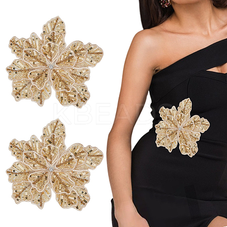 2Pcs Flower Glitter with Rhinestone Decorative Corsages for Clothing Accessories PATC-FH0001-31-1