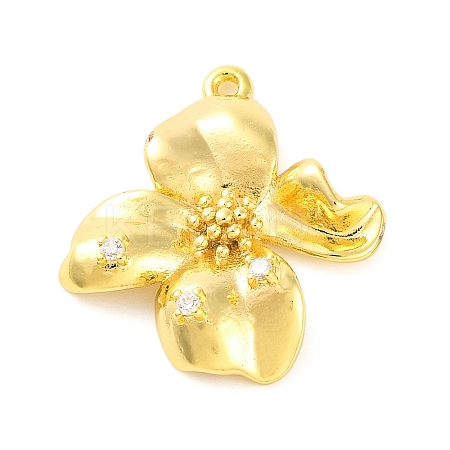 Brass Pave Clear Cubic Zirconia Pendants KK-Z051-02G-02-1