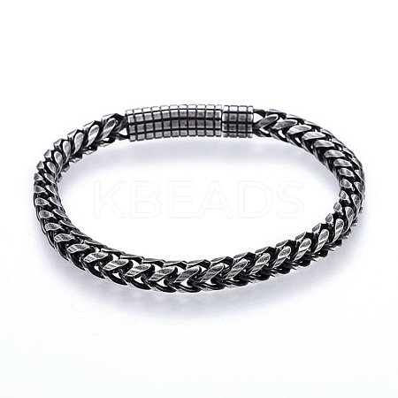 Retro 304 Stainless Steel Chain Bracelets BJEW-L631-44AS-1