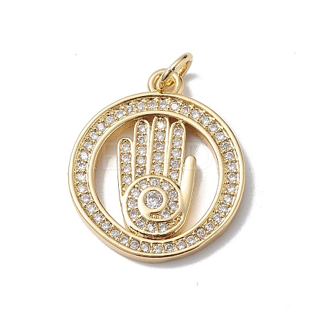 Brass Micro Pave Cubic Zirconia Pendants KK-E003-05G-1