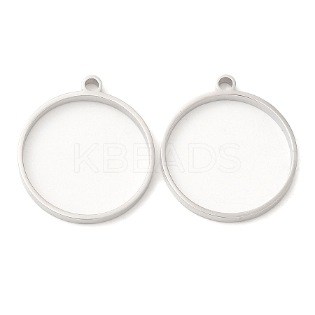 Non-Tarnish 304 Stainless Steel Open Back Bezel Flat Round Pendants STAS-Z040-04B-P-1