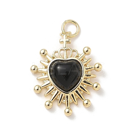 Heart Brass Pendants KK-D426-16C-G-1