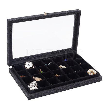 28 Grids Printed Imitation Leather Jewelry Tray Organizer Boxes MRMJ-WH0077-086-1