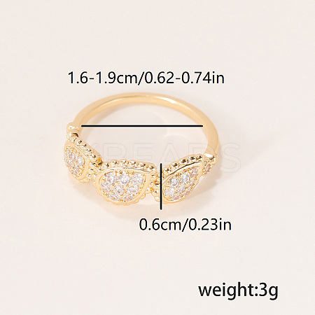 Brass Micro Pave Cubic Zirconia Finger Rings for Women PY9087-3-1