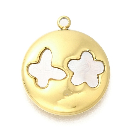 Ion Plating(IP) 304 Stainless Steel Pave Shell Pendants STAS-K263-70G-1