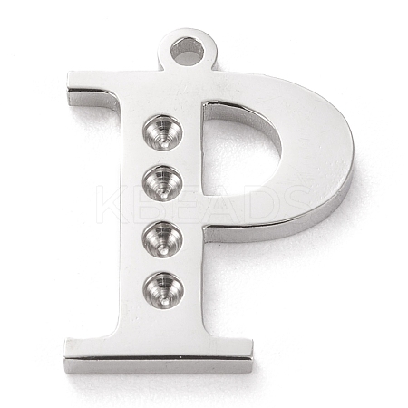 Tarnish Resistant 304 Stainless Steel Letter Pendant Rhinestone Settings STAS-J028-01P-1