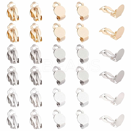 30Pcs 3 Colors 304 Stainless Steel Clip on Earring Pads STAS-SC0004-27-1