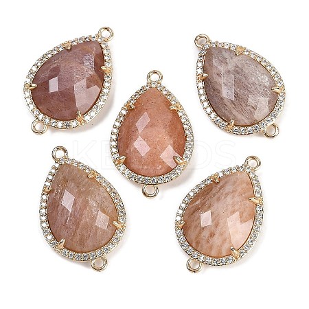 Natural Sunstone Faceted Teardrop Links G-B126-03G-03-1