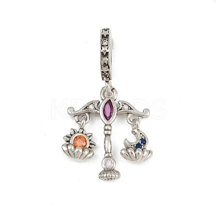 Brass Colorful Rhinestone European Dangle Charms LS-KK-P324-07P-1