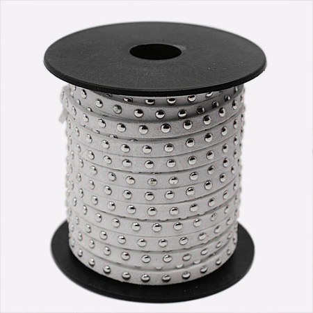 Silver Aluminum Studded Faux Suede Cord LW-D004-03-S-1