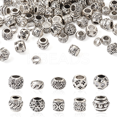 100Pcs 10 Style Tibetan Style Alloy European Beads TIBEB-MP0001-01-1