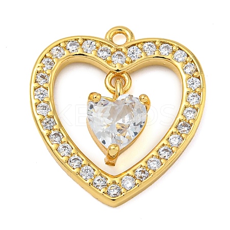 Rack Plating Brass Micro Pave Cubic Zirconia Pendants KK-Z063-21G-1