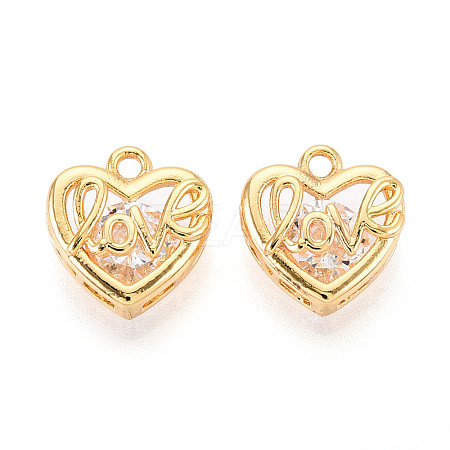Brass with Cubic Zirconia Charms KK-N263-98G-1