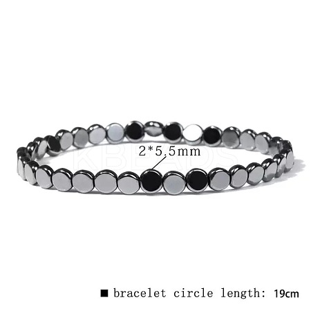 Synthetic Non-magnetic Hematite Beads Stretch Bracelets for Men RL7655-13-1