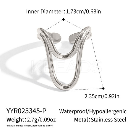 Adjustable 304 Stainless Steel Open Cuff Rings for Women SZ1207-6-1