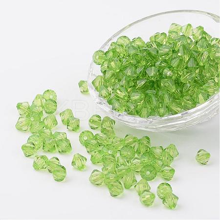 Faceted Bicone Transparent Acrylic Beads DBB4mm-103-1