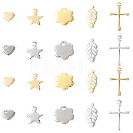 60Pcs 10 Styles 304 Stainless Steel Pendants STAS-FS0001-78-1
