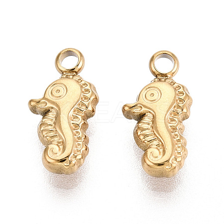 304 Stainless Steel Sea Horse Charms STAS-T069-04G-1