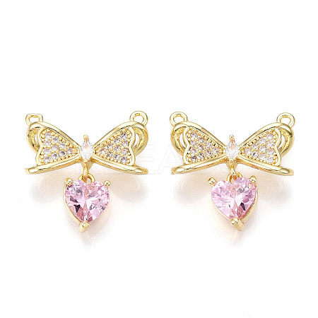 Brass Micro Pave Cubic Zirconia Pendants KK-N254-223G-1
