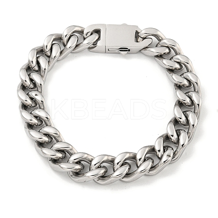 Non-Tarnish 201 Stainless Steel Cuban Link Chain Bracelets for Women and Men BJEW-F473-01P-01-1