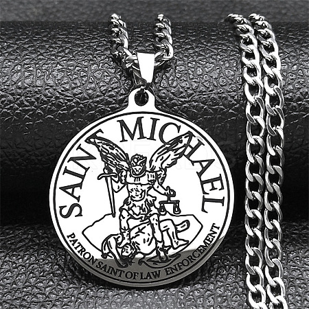 201 Stainless Steel Pendant Necklaces LS-NJEW-C066-04P-1