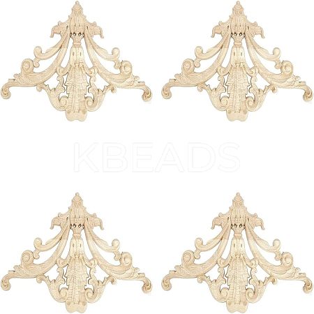 Natural Solid Wood Carved Onlay Applique Craft WOOD-FH0001-28-1