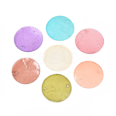 Spray Painted Natural Capiz Shell Disc Links Connector Charms SSHEL-T017-32M-1