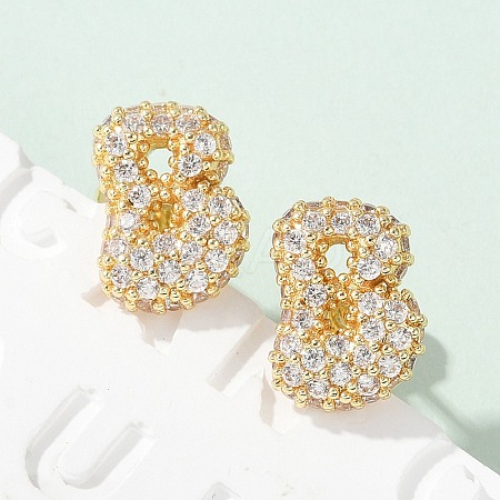 Brass Micro Pave Cubic Zirconia Stud Earrings EJEW-Z091-04G-B-1