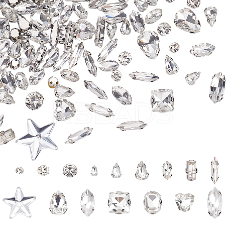 410Pcs 16 Styles Sew on Glass Rhinestone RGLA-ME0001-05-1