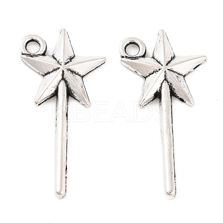 Fairy Tale Tibetan Style Alloy Magic Wand Pendants TIBEP-36112-AS-RS-1