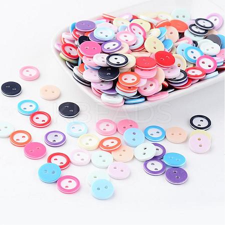 Bright Circled 2-hole Craft Buttons FNA14TX-1