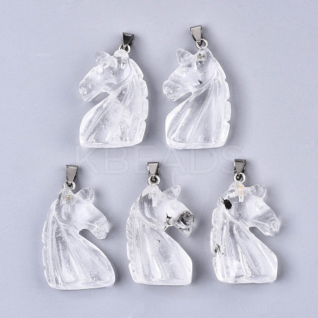 Carved Natural Quartz Crystal Pendants G-N0327-002M-1