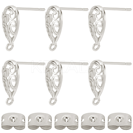 20PCS Brass Stud Earring Findings KK-BBC0027-89A-1