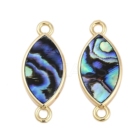Brass Pave Natural Paua Shell Connector Charms KK-M299-01C-G-1