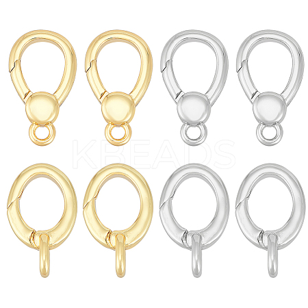 8Pcs 4 Styles Brass Spring Gate Rings KK-BC0013-65-1