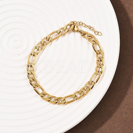 304 Stainless Steel Figaro Chain Bracelets for Women BJEW-G757-15G-1