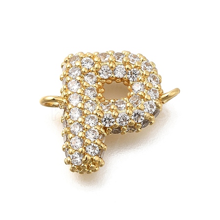 Brass Micro Pave Cubic Zirconia Letter Links KK-I717-04P-1