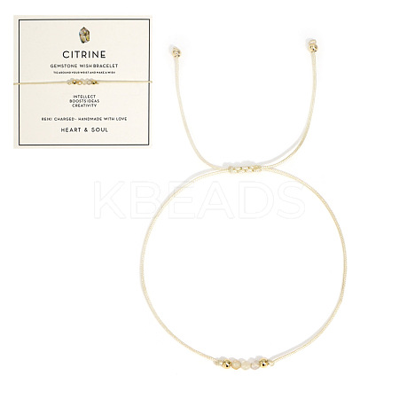 Natural Citrine Braided Beads Bracelets for Women LU0568-6-1