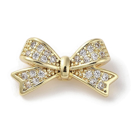 Brass Micro Pave Clear Cubic Zirconia Beads KK-G491-34G-1
