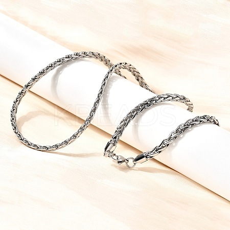 4.5MM 304 Stainless Steel Wheat Chain Necklaces for Women NJEW-B134-05A-P-1