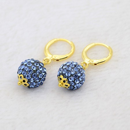 (Jewelry Parties Factory Sale)Dangling Round Ball Resin Rhinestone Earrings LS-EJEW-J080-04G-1