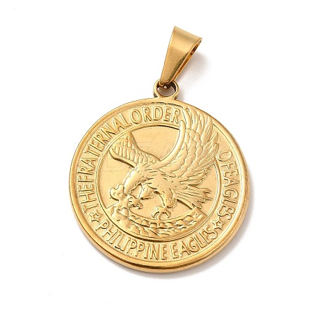 PVD Vacuum Plating 201 Stainless Steel Coin Pendants STAS-P314-33G-1