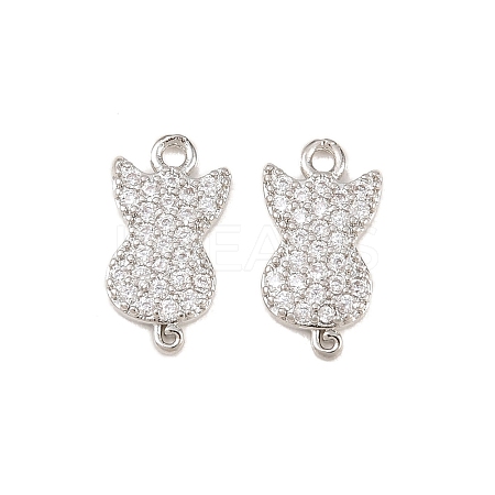Brass Micro Pave Clear Cubic Zirconia Connector Charms KK-B167-11P-1
