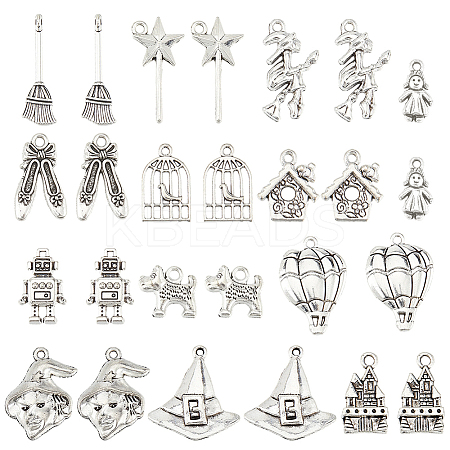 65Pcs 13 Styles Tibetan Style Alloy Pendants TIBE-SC0002-48-1