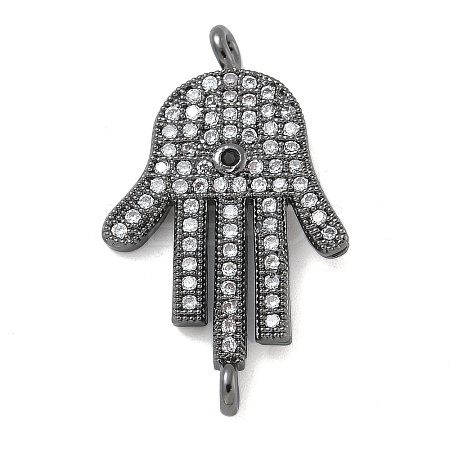 Rack Plating Brass Micro Pave Clear Cubic Zirconia Palm Connector Charms KK-A234-049B-1